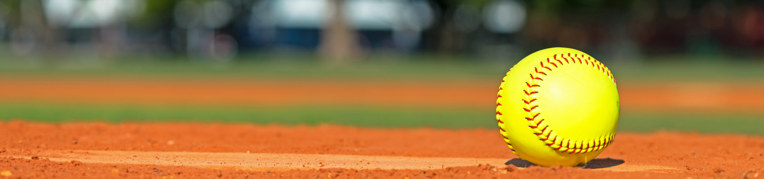 Photo of a softball on a softball field