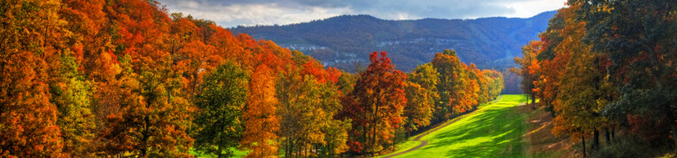 A scenic view of the the Mountain Greens Golf Course at Massanutten Resort