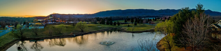 View of Woodstone Meadows area at sunset at Massanutten Resort