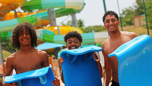 Three guests at the Massanutten Outdoor WaterPark