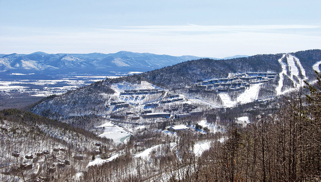 The overlook at Massanutten Resort during the winter season