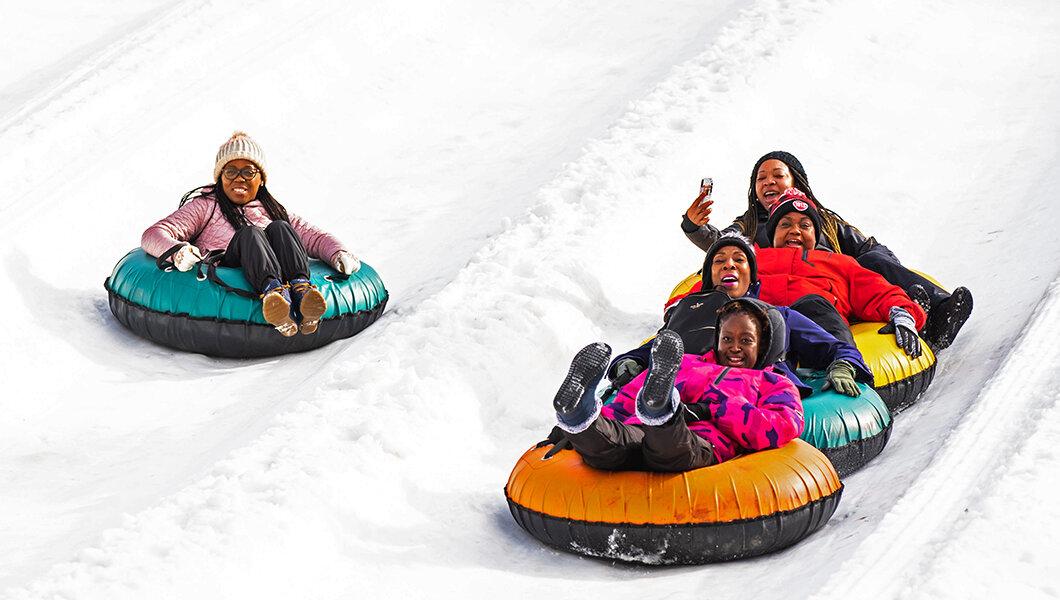 Guests snow tubing at Massanutten Resort