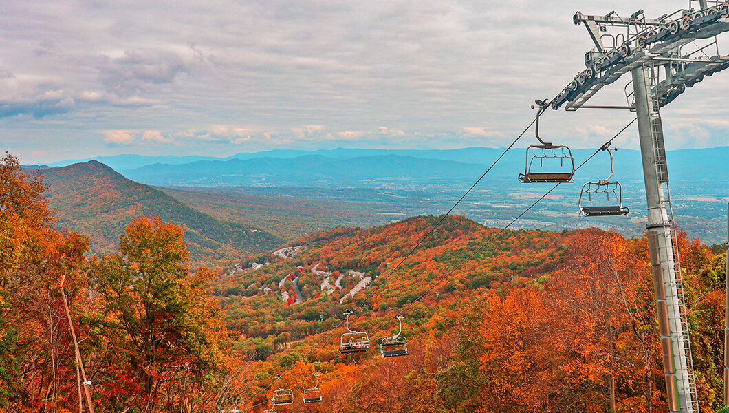 Scenic Chairlift Rides in the Fall season at Massanutten Resort