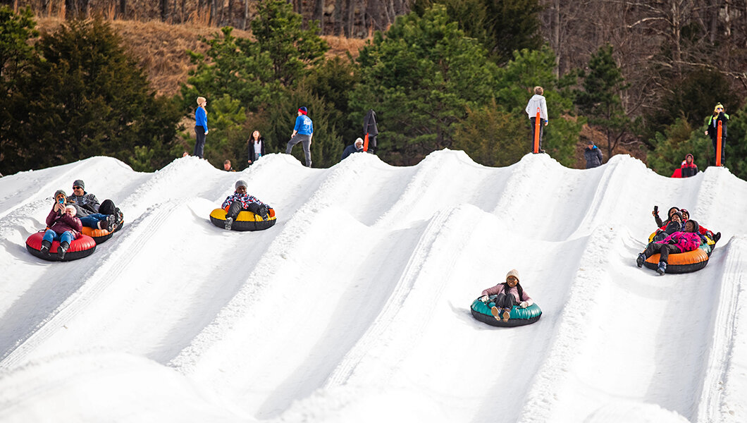 Guests snow tubing at Massanutten Resort